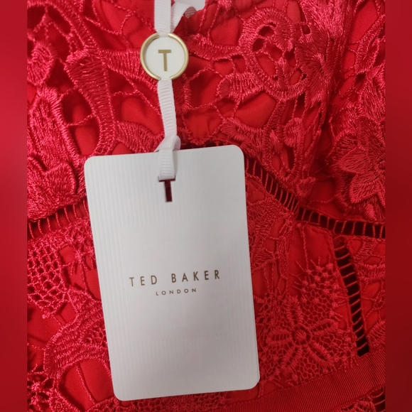 NWT Red Ted Baker Valens Mixed Lace Midi Dress Uk 2/US 6 - Picture 7 of 11